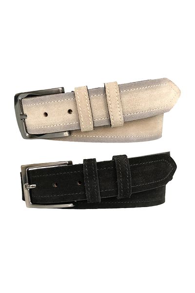 GoDeri Piele naturală Set de 2 piele de căprioară crem, centură neagră 4 cm=tyc00203896709