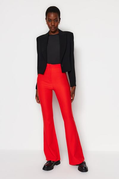 Trendyol Collection Red Flare Woven Trousers TOFAW19BB0581