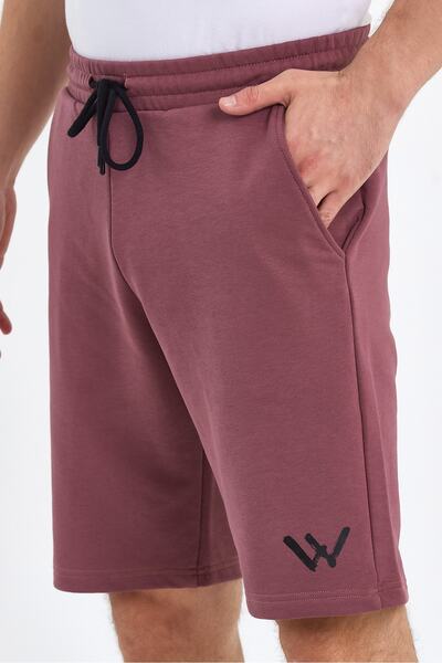 VERDONE شورت محبوك كاجوال بقصّة عادية للرجال من نوع Plum