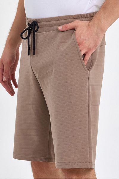 VERDONE Mink Standard Fit Regular Cut Men's Shorts with Stripe Detail