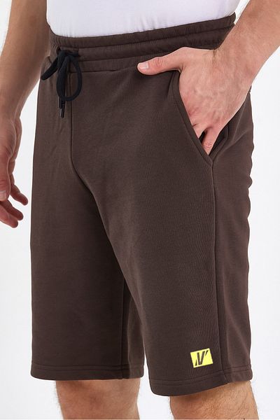 VERDONE Embossed Logo Printed Premium Fabric Dark Brown Men's Shorts