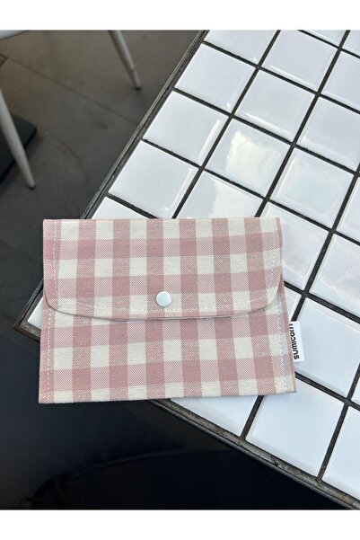Sumicorn Design Pudra Büyük Pötikareli Yıkanabilir Çıtçıt Detaylı Ped Çantası...