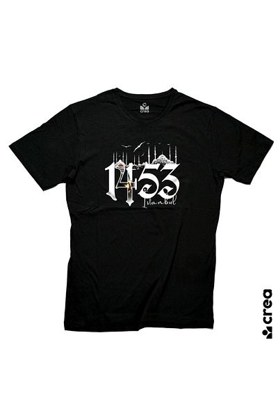 Crea Eymer Wear 1453 Fatih Sultan Mehmet Istanbul Imprimat Tricou 100% bumbac cu gât negru