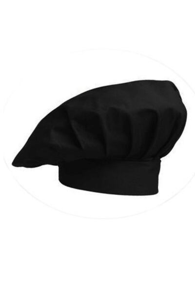 MyChef Siyah Mantar Model Şef Aşçı Bonesi Kadın-erkek Aşçı Şapkası