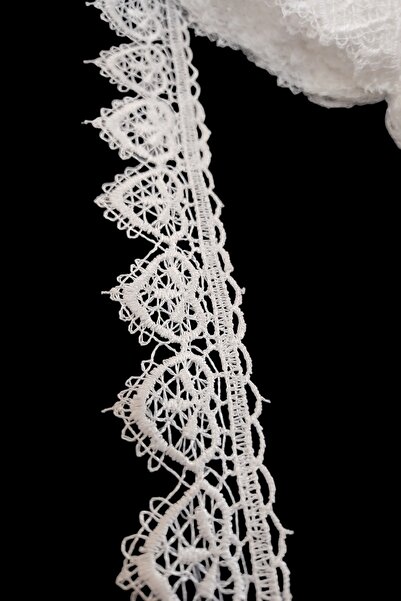 DUAYEN Güpür Dantel Çıtır Kalpli Kenar Desen 8 Metre