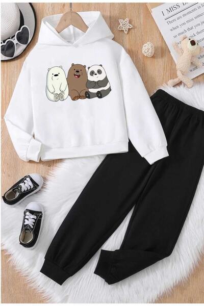 BENQE KİDS 100% pamuk Slatki set trenerke za devojčice sa printom medvedića