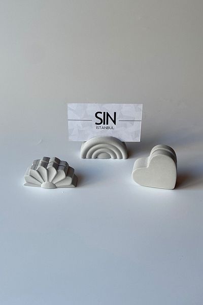 sin istanbul 3-Piece Mini Business Card Holder, Note Holder Gray