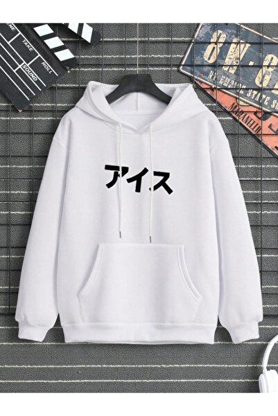 Adrift Unisex ženska/muška bela JPN Štampano Oversize kroj Sa kapuljačom majica