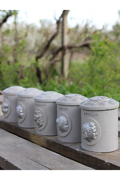 The Craft Thor Pack of 5 / Multiple Handmade Concrete Decorative Box / Organizer with Metallic Sculpture Detail