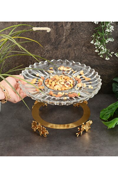 Gerçektrend Gold Butterfly Laser 5-Part Glass Presentation Rack 30 cm