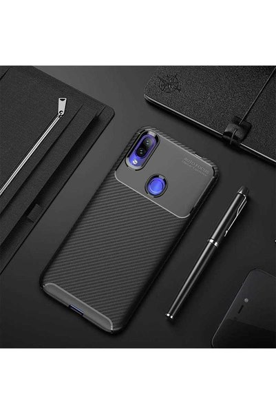 Techaks غلاف هاتف Xiaomi Redmi Note 7 مصنوع من السيليكون النحيف بتصميم كربوني...