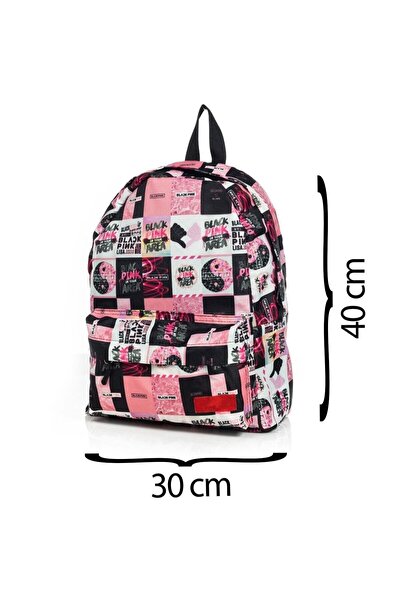 ketnez Pembe Blackpink Baskılı Sırt Okul Çantası Ve Kalemlik Set