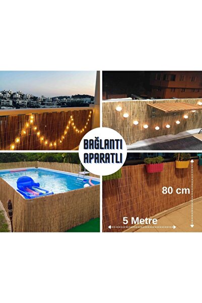 tunalar Doğal Kamış Hasır Balkon Çiti 80 Cm X 5 Metre