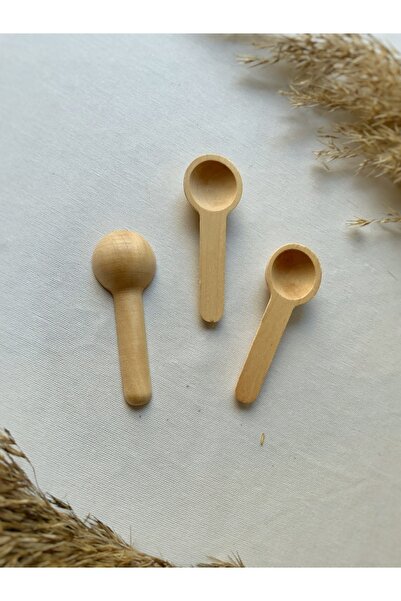 Atölye Merdiven Set of 3 minimal spice spoons raw wooden decorative spice spoons