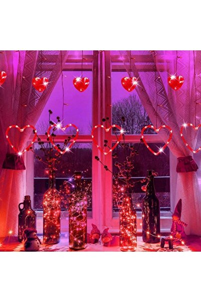 Genel Markalar VİTRİN MEKAN DEKOR IŞIĞI KIRMIZI SALKIM LED IŞIK KALPLİ SALKIM...