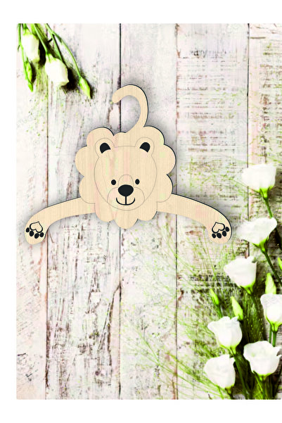 Sipylum 20'li Bebek Elbise Askısı Ahşap Kıyafet Askısı Aslan