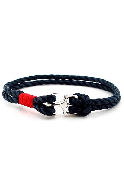 Solfera Men's Anchor Red Navy Blue Rope Bracelet Bt120