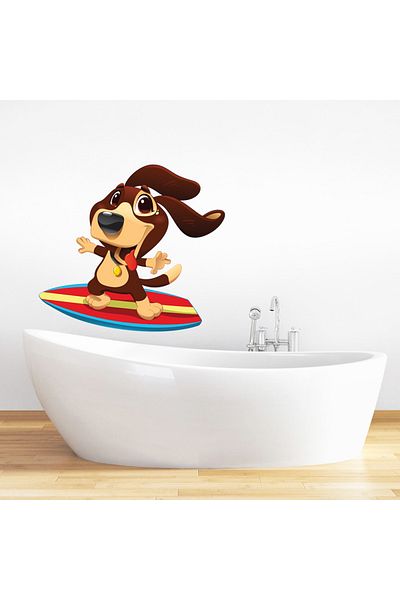 Tilki Dünyası Autocolant pentru baie și cabină de duș pentru câine care face surf
