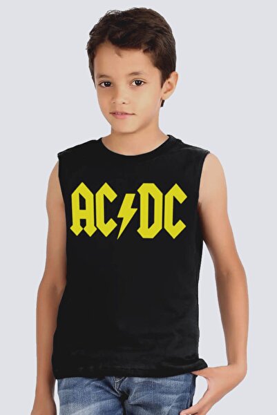 ROCKANDROLL ACDC logo crni rukav sa izrezom | Bez rukava devojčica dečak unis...