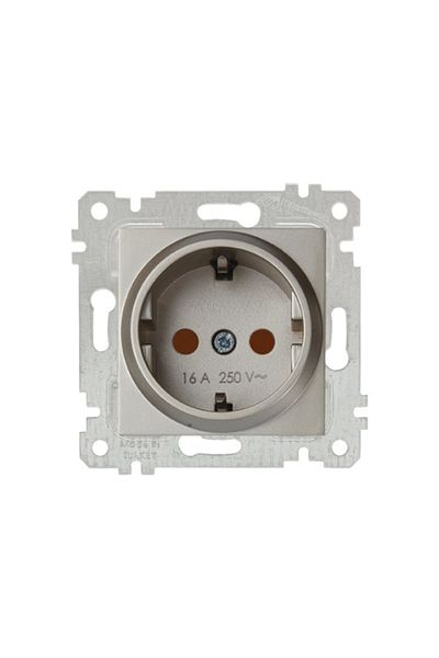 Mutlusan Grounded Socket Child Proof Rita Metallic Titanium 2200 605 0283 (Excluding Frame)
