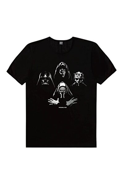 ROCKANDROLL Μαύρο κοντομάνικο μπλουζάκι Four Headed Star Wars