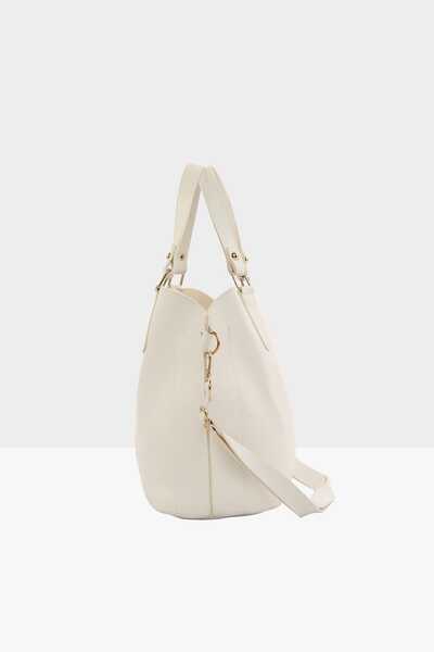 Bagmori Λευκή γυναικεία τσάντα τριών τμημάτων με λεπτομέρεια με κούμπωμα M 000002918