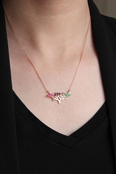 Argentum Concept Kadın Zirkon Taşlı Gümüş Kuşlu Çınar Kolye N098701