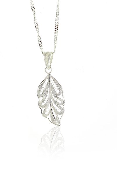 Söğütlü Silver Kadın Gümüş Telkari Yaprak Modeli Ve Singapur Zincir Kolye SGT...