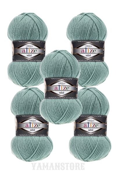 Alize Superlana Midi 5 قطع Yumak 463 Mint Weft سترة سترة حياكة الخيط