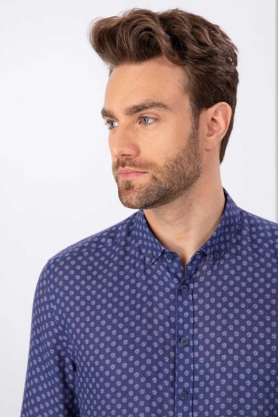 Pierre Cardin Μπλε Navy Regular Fit πουκάμισο