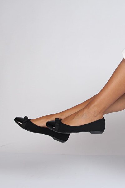 Shoes Time Siyah Nubuk Kadın Babet 19Y K05