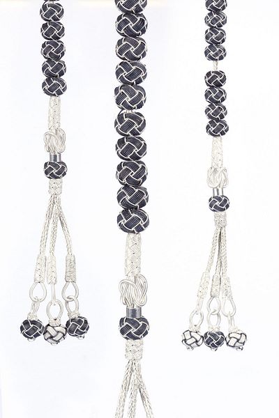 TESBİHCİBABA Two Colors Zaza Model Hand Knitted Kazaz Rosary Tb1564