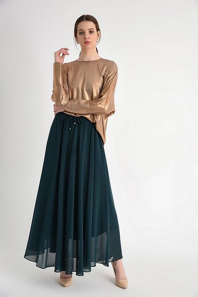 Bym Fashion Γυναικεία Σμαραγδένια Φούστα 1141