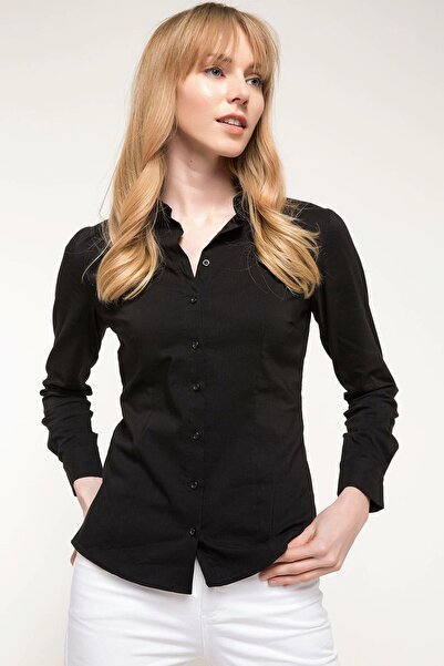 DeFacto Γυναικείο μαύρο Basic μακρυμάνικο πουκάμισο I5278AZ.18SP.BK27