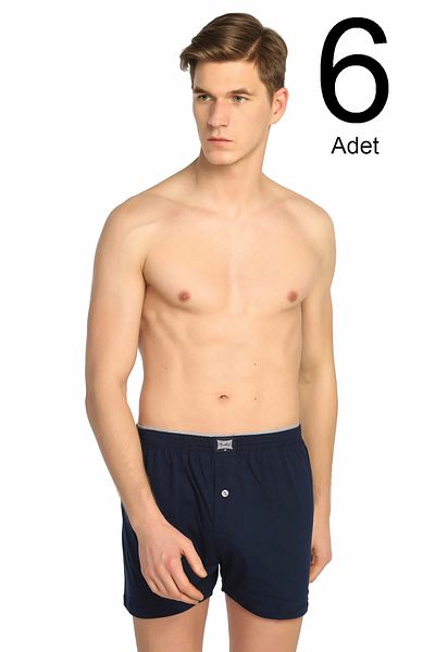 Tutku Ανδρικό Navy Blue 6 Pack Χτενισμένο βαμβακερό μπόξερ με κουμπιά