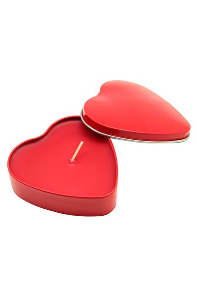 Bozkurt Mum Bozkurt Kalp Şeklinde Metal Kutuda Mum Kırmızı