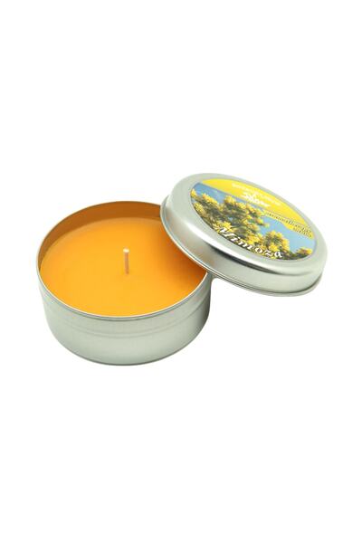 Bozkurt Mum Dekoratif Hediyelik Bozkurt Yuvarlak Teneke Kutuda Kokulu Mum Mimoza