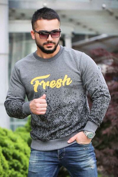 Madmext Φούτερ Smoked Printed Crew Neck 2791