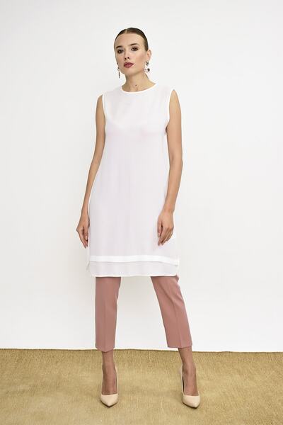 Bym Fashion Women's White Short Fringe Tunic 2340