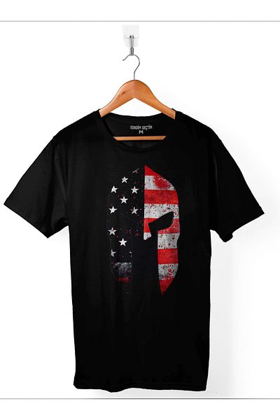 Kendim Seçtim Spartan Helmet Cască 300 Spartans American Flag Tricou pentru bărbați