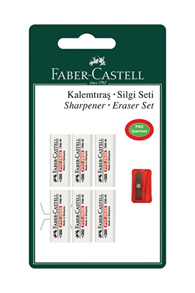 Faber Castell Set de 6 gumă de șters Faber cu ascuțitor cadou (5509010002)