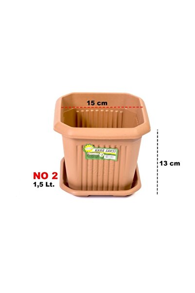 Hak Plastik Kare Saksı No 2 Klasik Bahçe Çiçek Saksısı 3'lü