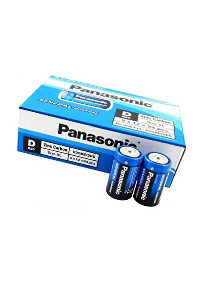 Yerli Panasonic Çinko Karbon Büyük Boy Pil (D) R20Be/2Ps (24 Lü Kutu)