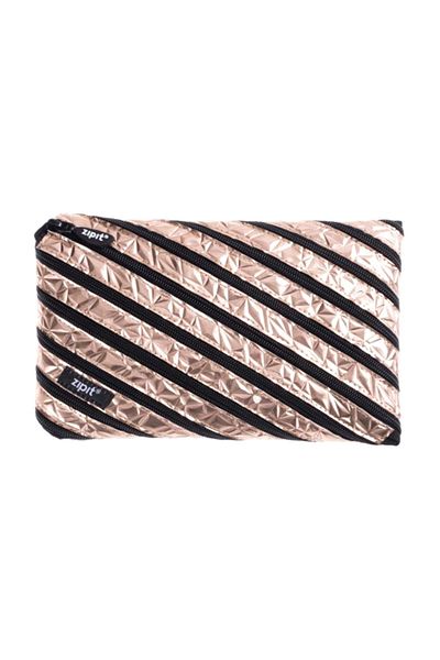 Zipit Gold Metallic Jumbo Pencil Case Pink
