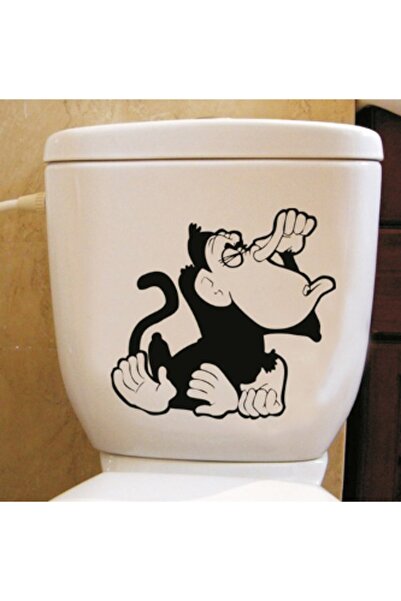 Sticker Sepetim Maymun Dekoratif Klozet Banyo Sticker