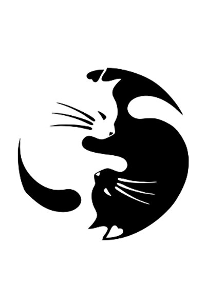 Sticker Sepetim Yingyang Kedi Dekoratif Çok Amaçlı Oto Sticker