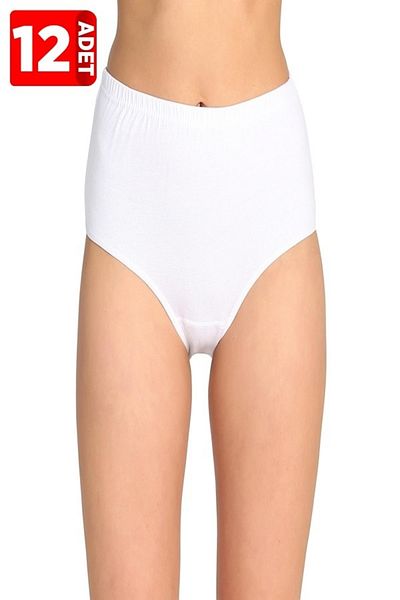 Tutku Women's White 12 Pack 100% Cotton Bato Panties