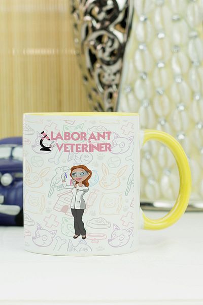 Hediyelen Laborant Veterinary Mug Glass Yellow