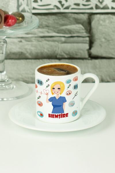 Hediyelen كوب قهوة تركي للممرضة باللون الأبيض