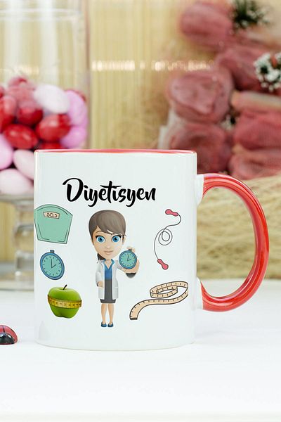 Hediyelen كوب طبيب التغذية باللون الأحمر